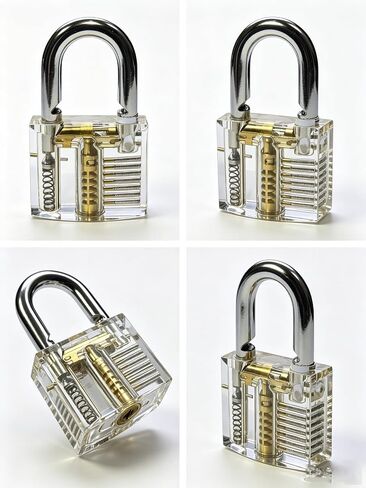 Clear Acrylic Practice Training Padlock for Cabinet, Toolbox & Storage Door | Clear acrylic body lets you see internal lock structure, great for lock practice. daily training use. in Kuwait