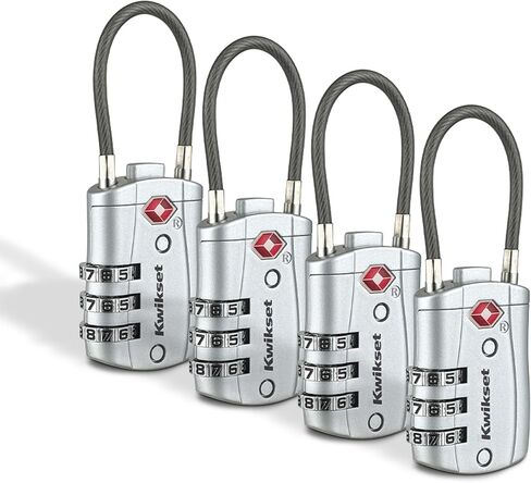 قفل أمتعة مكون من 3 أرقام معتمد من kwikset TSA مع كابل، وحقيبة سفر وقفل حقيبة، 1-3/16 بوصة، حزمة واحدة، أحمر in Kuwait