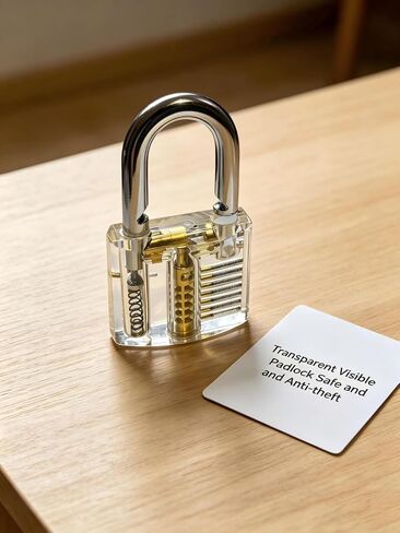Clear Acrylic Practice Training Padlock for Cabinet, Toolbox & Storage Door | Clear acrylic body lets you see internal lock structure, great for lock practice. daily training use. in Kuwait