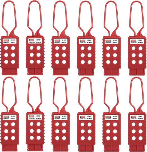 Frcctre 12 Pack Lock Out Tag Out Hasp, 6 Holes Lock Out Tag Insulating Nylon Padlock Hasp Tamper-Proof and Impact-Resistant Plastic Loto Hasps for Industrial Equipment Maintenance in Kuwait