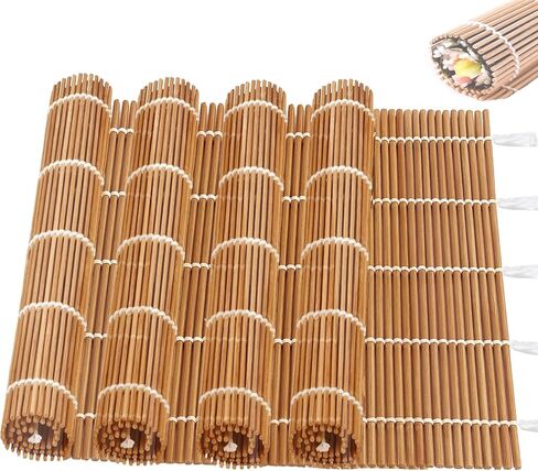 4 PCS Bamboo Sushi Rolling Mat, Sushi Roller, Sushi Maker, Bamboo Mat For Making Perfect Sushi Roll & Kimbap, Reusable & Beginner Friendly Kitchen Essential in Kuwait