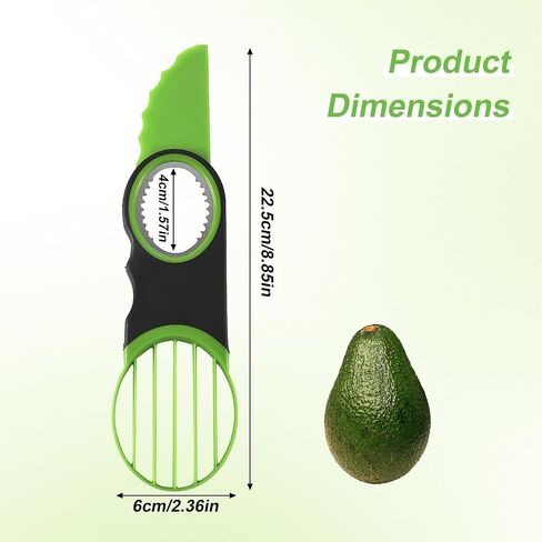 3-in-1 Avocado Slicer Tool - Stainless Steel Pit Remover, Peeler & Fruit Scooper, Non-Slip Ergonomic Grip, Dishwasher Safe (Green) in Kuwait