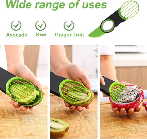 3-in-1 Avocado Slicer Tool - Stainless Steel Pit Remover, Peeler & Fruit Scooper, Non-Slip Ergonomic Grip, Dishwasher Safe (Green) in Kuwait