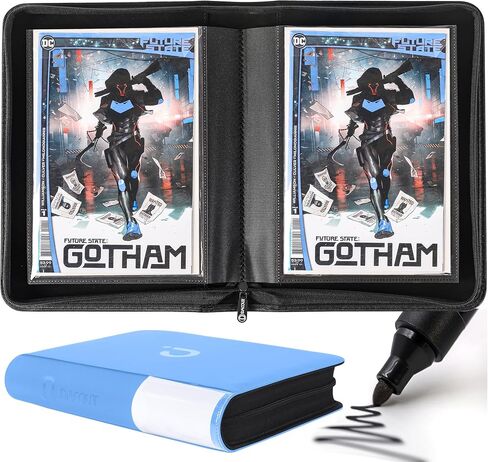 D DACCKIT Comic Binder，Comic Book Album with Sleeves Fits Regular Comics and Comic Bagged and Boarded - Comic Storage Binder Holds 24 Comic Books（Model A，Classic Black） in Saudi Arabia