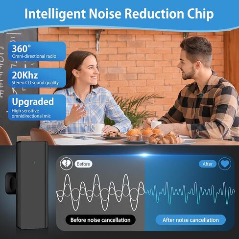 USB C Wireless Lavalier Microphone,Noise Canceling Lapel Mic for iPhone 17e 17 16 15 Pro Max,Samsung S26 S25,2Pack Wireless Clip on Recording Mic,Type C Mini Lav Mic for Interview Video YouTube TikTok in Kuwait