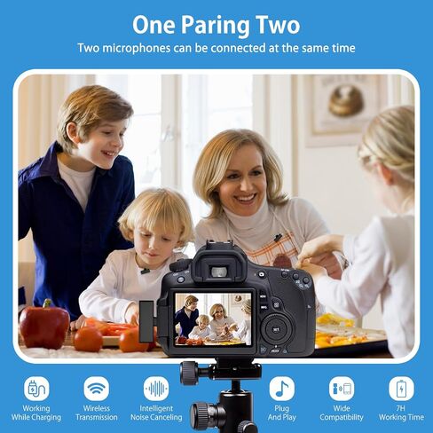 USB C Wireless Lavalier Microphone,Noise Canceling Lapel Mic for iPhone 17e 17 16 15 Pro Max,Samsung S26 S25,2Pack Wireless Clip on Recording Mic,Type C Mini Lav Mic for Interview Video YouTube TikTok in Kuwait