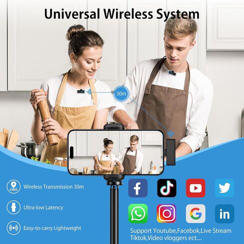 USB C Wireless Lavalier Microphone,Noise Canceling Lapel Mic for iPhone 17e 17 16 15 Pro Max,Samsung S26 S25,2Pack Wireless Clip on Recording Mic,Type C Mini Lav Mic for Interview Video YouTube TikTok in Kuwait