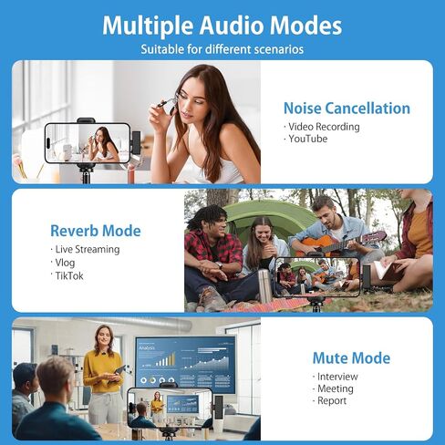 USB C Wireless Lavalier Microphone,Noise Canceling Lapel Mic for iPhone 17e 17 16 15 Pro Max,Samsung S26 S25,2Pack Wireless Clip on Recording Mic,Type C Mini Lav Mic for Interview Video YouTube TikTok in Kuwait