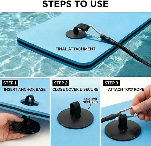 MEITITI Water Mat Tether and Anchor Kit with 118 Inch Heavy Duty Bungee Cord,Universal Floating Water Mat Tether Kit,Inflatable Lake Pad Anchor Straps and Rustproof Grommets,for All Foam Water Pads in Kuwait