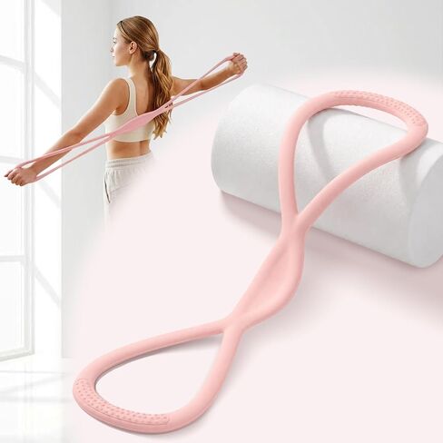 Figure 8 Resistance Band with Non-Slip Handles, Portable Exercise Band for Arms, Back & Full Body Workout, Durable Yoga Pilates Stretching Rope for Women, Home Gym & Physical Therapy in Kuwait