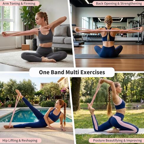 Figure 8 Resistance Band with Non-Slip Handles, Portable Exercise Band for Arms, Back & Full Body Workout, Durable Yoga Pilates Stretching Rope for Women, Home Gym & Physical Therapy in Kuwait