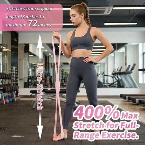Figure 8 Resistance Band with Non-Slip Handles, Portable Exercise Band for Arms, Back & Full Body Workout, Durable Yoga Pilates Stretching Rope for Women, Home Gym & Physical Therapy in Kuwait