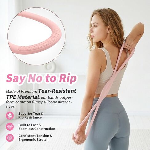 Figure 8 Resistance Band with Non-Slip Handles, Portable Exercise Band for Arms, Back & Full Body Workout, Durable Yoga Pilates Stretching Rope for Women, Home Gym & Physical Therapy in Kuwait