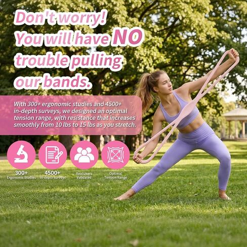 Figure 8 Resistance Band with Non-Slip Handles, Portable Exercise Band for Arms, Back & Full Body Workout, Durable Yoga Pilates Stretching Rope for Women, Home Gym & Physical Therapy in Kuwait