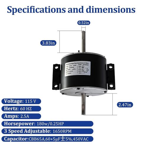 Fan Motor 1/5 HP Replacement for 3315332.005 Broad Ocen in Kuwait