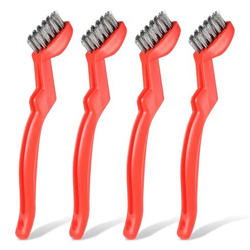 4 PCS Stainless Steel Brush, Small Metal Brushes Heavy-Duty Wire Brush for Rust Removal, Small Cleaning Brushes with Curved Handle for Paint Scrubbing, Welding Slag in Kuwait