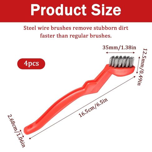 4 PCS Stainless Steel Brush, Small Metal Brushes Heavy-Duty Wire Brush for Rust Removal, Small Cleaning Brushes with Curved Handle for Paint Scrubbing, Welding Slag in Kuwait