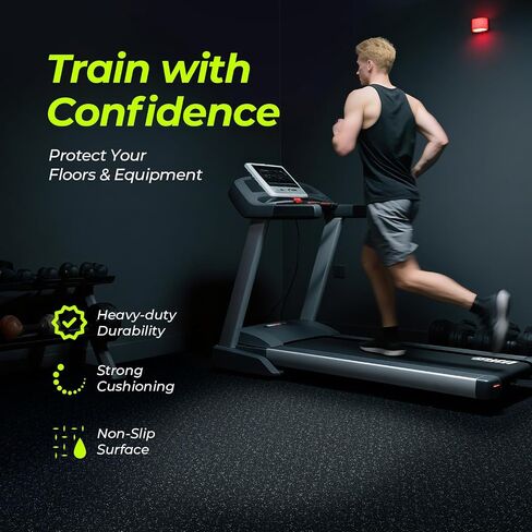 1/2in Thick 48 Sq Ft Rubber Top High Density EVA Foam Exercise Gym Mats Non-Slip 12 Pcs - Interlocking Puzzle Floor Tiles for Home Gym Heavy Workout Equipment Flooring - 24 x 24in Tile, Black & White in Kuwait