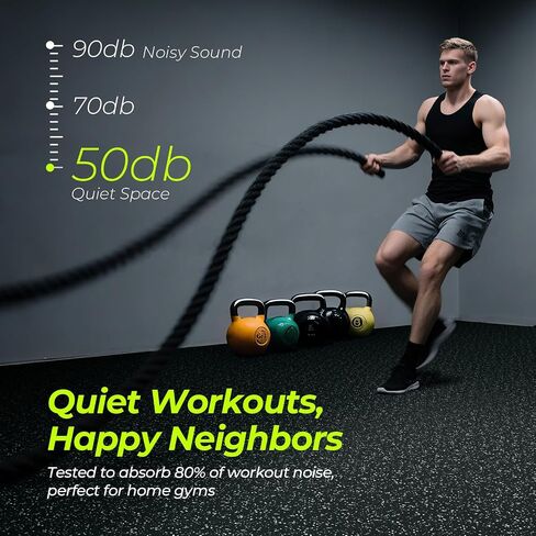 1/2in Thick 48 Sq Ft Rubber Top High Density EVA Foam Exercise Gym Mats Non-Slip 12 Pcs - Interlocking Puzzle Floor Tiles for Home Gym Heavy Workout Equipment Flooring - 24 x 24in Tile, Black & White in Kuwait