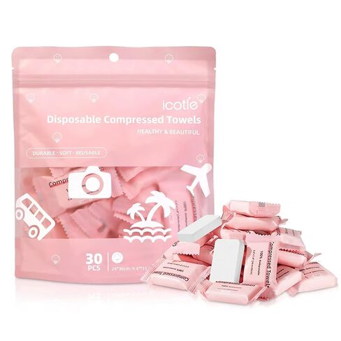 Extra Thick Compressed Face Towels, 30 Pack Disposable Facial Cloths, 9.4"x11.8" Large 90gsm Nonwoven Wipes, Travel Portable, Dry/Wet Use, Soft Lint-Free Cleansing Towel for Sensitive Skin in Kuwait