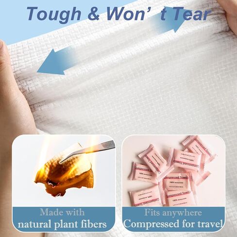 Extra Thick Compressed Face Towels, 30 Pack Disposable Facial Cloths, 9.4"x11.8" Large 90gsm Nonwoven Wipes, Travel Portable, Dry/Wet Use, Soft Lint-Free Cleansing Towel for Sensitive Skin in Kuwait