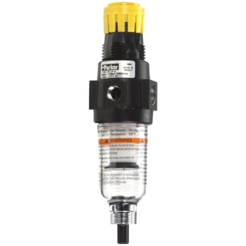 Parker 14E15B13FC One-Unit Combo Compressed Air Filter/Regulator, 1/4" NPT, Polycarbonate Bowl, Auto Pulse Drain, 5 Micron, 18 scfm, Relieving Type, 0-125 psi Pressure Range, No Gauge in Kuwait