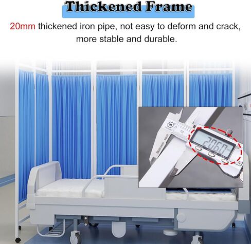 Portable 4-Panel Mcal Screen with Wheels - Foldable Privacy Partition for Patient Waiting Room - Easy to Move White Medical Privacy Divider in Kuwait
