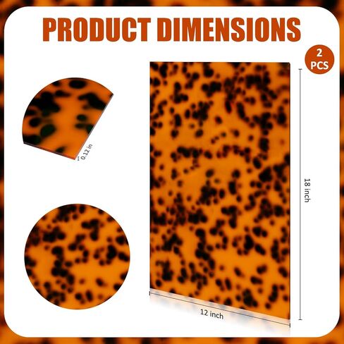 Novabright 2 Pcs 18"x12" Tortoise Shell Cast Acrylic Sheet 1/8 (3mm) Thick Tortoise Shell Leopard Cast for DIY Jewelry Laser Cutting Artwork Design Home Craft Making Hair Clips Eyeglass Frame in Kuwait