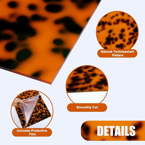 Novabright 2 Pcs 18"x12" Tortoise Shell Cast Acrylic Sheet 1/8 (3mm) Thick Tortoise Shell Leopard Cast for DIY Jewelry Laser Cutting Artwork Design Home Craft Making Hair Clips Eyeglass Frame in Kuwait