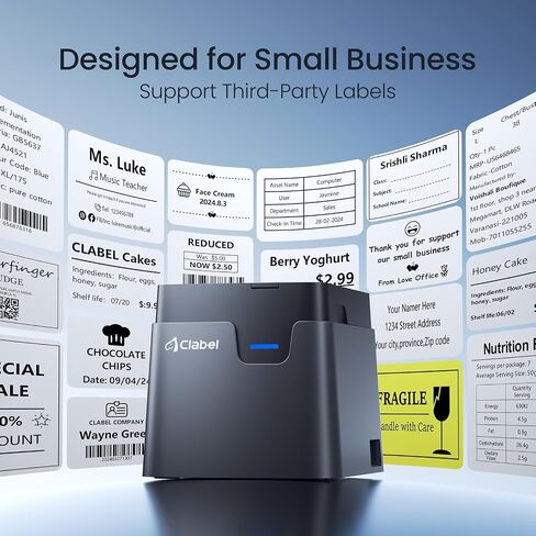 CLABEL Label Maker, Thermal Barcode Printer with No Bound Consumables, Bluetooth & USB Connection, Supports Various Sized 0.98"-1.96", Label Printer for Small Business in Saudi Arabia