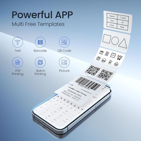 CLABEL Label Maker, Thermal Barcode Printer with No Bound Consumables, Bluetooth & USB Connection, Supports Various Sized 0.98"-1.96", Label Printer for Small Business in Saudi Arabia