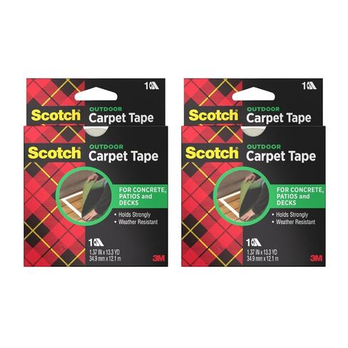 Scotch 3M Double-Sided Carpet Tape 1.3 in x 40 ft Rolls, 2 Pack | Heavy Duty Indoor/Outdoor, Rug Gripper for Hardwood, Vinyl, Tile & Concrete Floors, Non-Slip Adhesive, For Area Rugs and Mats in Kuwait