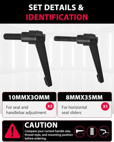 3Pack Metal L-Handle Adjustment Lever Set Compatible with Peloton Bike and Bike+ Seat and Handlebar Adjustment, Includes Screws and Grip in Kuwait