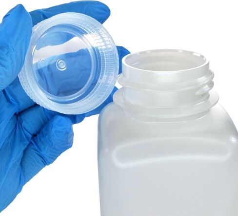 EISCO - Pack of 12, 250mL Square HDPE Reagent Bottles with Wide Mouth Polypropylene Caps, Translucent, Non-Sterile, Chemical Resistant, Leak-Proof, -100°C to 120°C, Ideal for Lab and Industrial Use in Kuwait