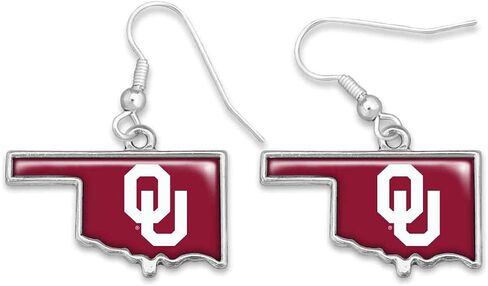 From the Heart Oklahoma Sooners State of Mine Earrings Jewelry Gift Licensed OU, Silver in Kuwait