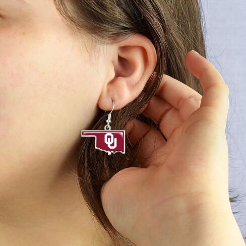 From the Heart Oklahoma Sooners State of Mine Earrings Jewelry Gift Licensed OU, Silver in Kuwait