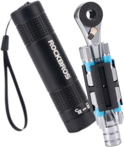 ROCKBROS Bike Repair Tool Kit Set,Portable Reversible Ratchet Set,Multi functional bicycle Repair Tool Set with 8 Bits in Kuwait