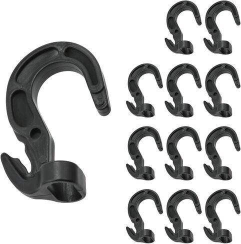 Lovelysp 12PCS Plastic Shock-Absorbing S-Hook Elastic Rope Hook Suitable for 1/4 inch 5/16 inch 3/8 inch Camping Ropes Dedicated Reinforcement Fastener for Outdoor Camping use in Kuwait