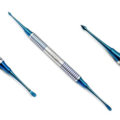 مجموعة مصعد سمحاقي للأسنان مكونة من 4 قطع مطلية بالتيتانيوم الأزرق | Prichard Molt Buser Surgical Elevators | Stainless Steel Implant Instruments Autoclavable in Kuwait
