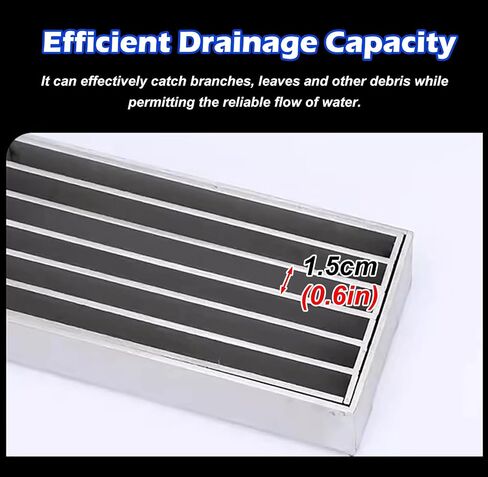 Long Outdoor Drain Grate Trench Drain Kit, Sewerage Gratings System for Driveway/Garage/Yard, 304 Stainless Steel Drainage Channel Grate Cover(100x20x3cm (39.4x7.9x1.2in)) in Kuwait