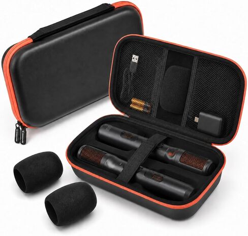 Comecase Microphone Carrying Case for JBL EasySing Mic & for JBL PartyBox Wireless Mic 2X, Hard EVA Karaoke Mic Storage Bag Fits 2 Mics, Receiver, Cable, Batteries, Includes 2 Foam Covers, Case Only in Kuwait