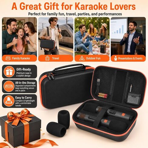 Comecase Microphone Carrying Case for JBL EasySing Mic & for JBL PartyBox Wireless Mic 2X, Hard EVA Karaoke Mic Storage Bag Fits 2 Mics, Receiver, Cable, Batteries, Includes 2 Foam Covers, Case Only in Kuwait