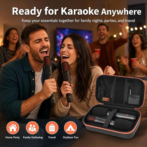 Comecase Microphone Carrying Case for JBL EasySing Mic & for JBL PartyBox Wireless Mic 2X, Hard EVA Karaoke Mic Storage Bag Fits 2 Mics, Receiver, Cable, Batteries, Includes 2 Foam Covers, Case Only in Kuwait