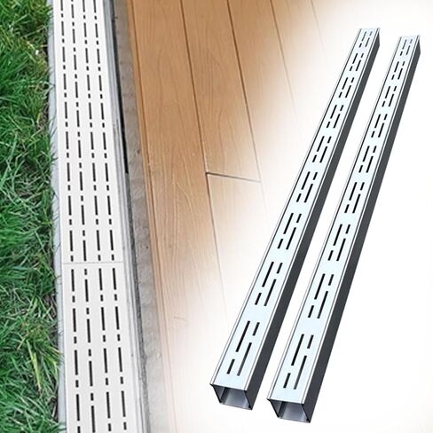 2 Pack Trench Drain Channel Drain, Heavy Duty Stainless Steel Drainage Trench with Grate, Garage Garden Channel Floor Drain System, 200 Cm Total Length(3.5x3cm(1 3/8" x1 1/8")) in Kuwait