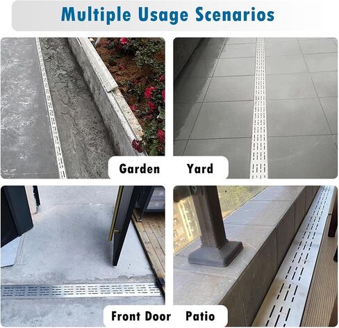 2 Pack Trench Drain Channel Drain, Heavy Duty Stainless Steel Drainage Trench with Grate, Garage Garden Channel Floor Drain System, 200 Cm Total Length(3.5x3cm(1 3/8" x1 1/8")) in Kuwait