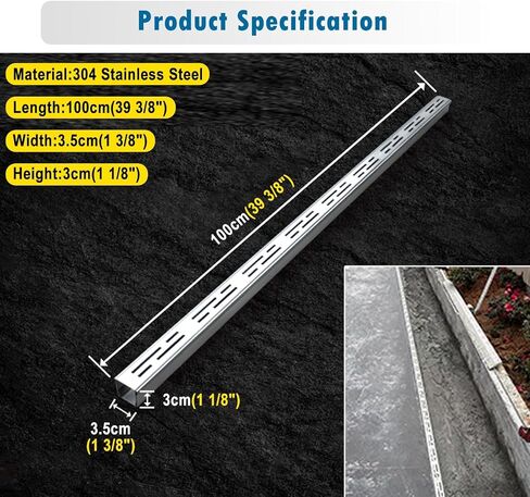 2 Pack Trench Drain Channel Drain, Heavy Duty Stainless Steel Drainage Trench with Grate, Garage Garden Channel Floor Drain System, 200 Cm Total Length(3.5x3cm(1 3/8" x1 1/8")) in Kuwait