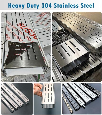 Trench Drain System 2/3/4/5/6 Inch Wide, 304 Stainless Steel Channel Drain Grate Kit for Yard Driveway Patio Deck, Indoor Outdoor Floor Drainage Trench(7x5cm(2 3/4"x2")) in Kuwait