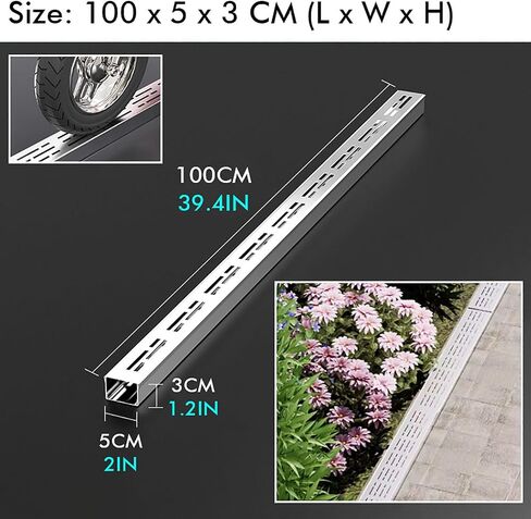 5cm Slim Channel Drain KitMini Stainless Steel Trench Drainage for Deck & Garden Outdoor Concrete Floor Grate 4 Pack (5x3cm Silver) in Kuwait