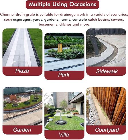 5cm Slim Channel Drain KitMini Stainless Steel Trench Drainage for Deck & Garden Outdoor Concrete Floor Grate 4 Pack (5x3cm Silver) in Kuwait