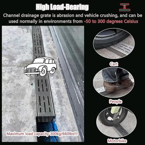 5cm Slim Channel Drain KitMini Stainless Steel Trench Drainage for Deck & Garden Outdoor Concrete Floor Grate 4 Pack (5x3cm Silver) in Kuwait
